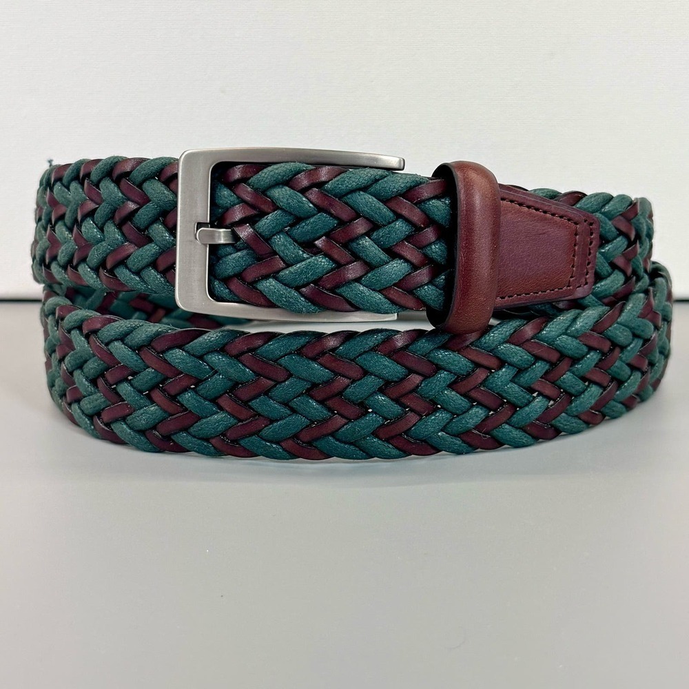 Italian Chevron Braided Leather Belt‎ NWOT